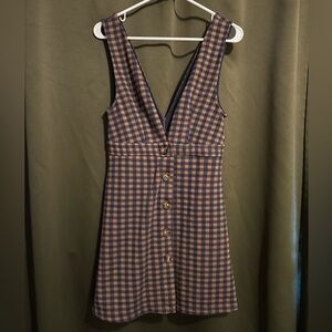 Topshop Plaid Overall Button-Down Dress Size 8